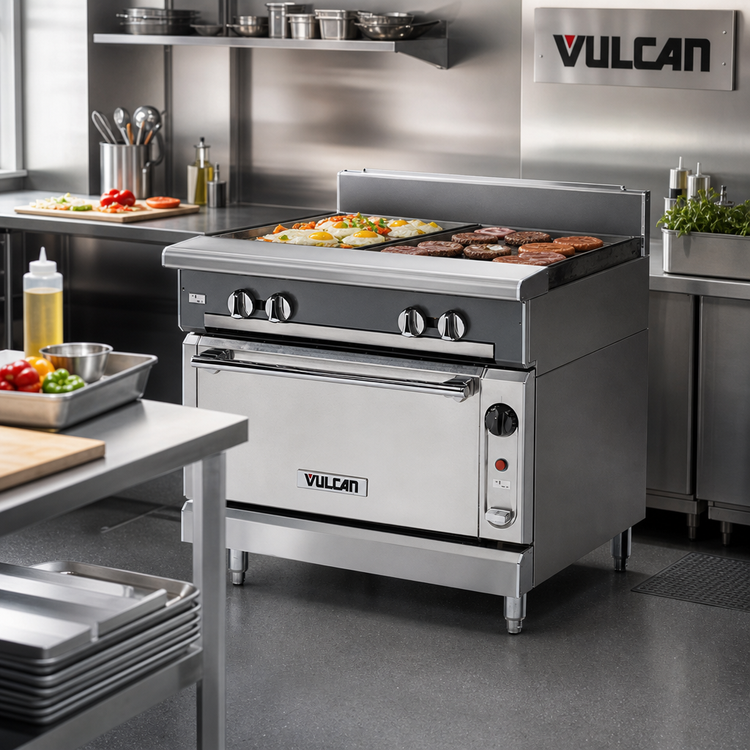 Product image #2 for Vulcan V Series Heavy Duty 36-Inch Manual Griddle Gas Range with Standard Oven Base
