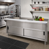 Thumbnail image #2 for Advance Tabco Triumph (Supreme) Solid Top Utility Station with Sliding Doors and Poly Cutting Board, 77-3/4 Inch Wide