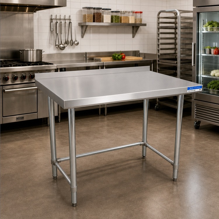 Product image #2 for 72-Inch x 30-Inch Open Base Stainless Steel Work Table with 1-1/2-Inch Rear Riser