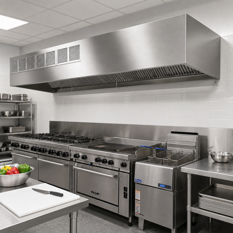 Product image #2 for SpecAir HEF96-96 Wall Type Front Discharge Make-Up Air Exhaust Hood, 96"W
