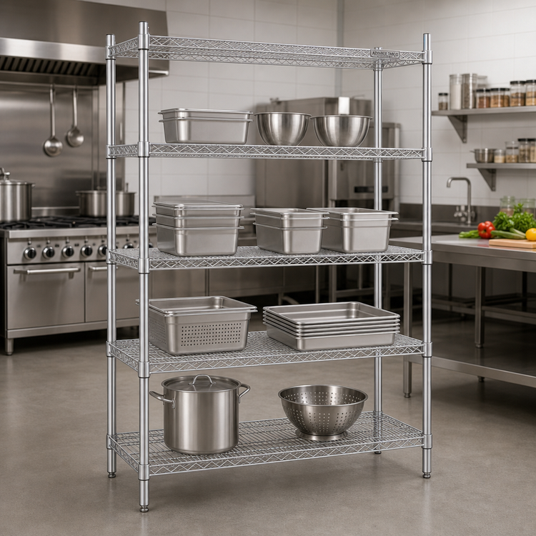 Product image #2 for Advance Tabco Special Value Series 72 x 24 x 74 Inch Wire Shelving Unit with 4 Shelves and Adjustable Feet
