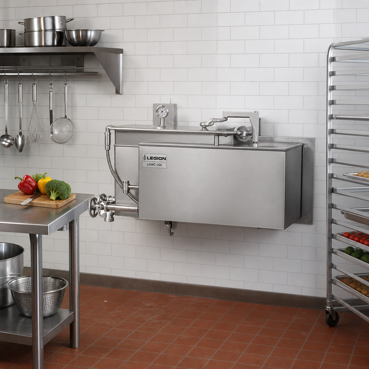 Product image #2 for Legion LSWC-100 100-Gallon Full-Jacketed Stationary Wall-Mount Direct Steam Kettle