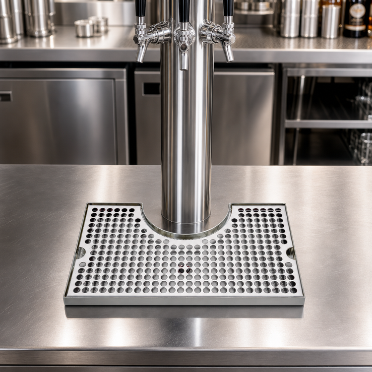 Product image #2 for Stainless Steel Surface-Mount Drip Tray Trough for Draft Beer Columns, 14 x 8 Inches