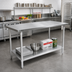 Thumbnail image #2 for John Boos Stallion 120-Inch x 24-Inch 16-Gauge Stainless Steel Flat-Top Work Table with Galvanized Base and Adjustable Undershelf