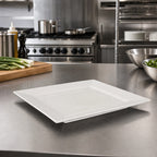 Thumbnail image #2 for Crestware Quattro QUA46 10-Inch Square Wide Rim Pearl White Ceramic Plate Case of 12