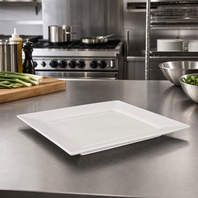 Product image #2 for Crestware Quattro 10-Inch Square Wide Rim Fully Vitrified Ceramic Plate