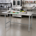 Thumbnail image #2 for Advance Tabco Special Value Series 84 Inch x 24 Inch Stainless Steel Open Base Work Table with 1-1/2 Inch Rear Up-Turn