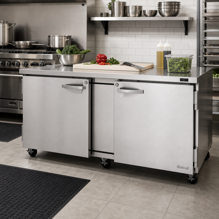 Product image #3 for Turbo Air PRO Series 72-5/8-Inch Two-Section Undercounter Refrigerator, 18.8 Cu. Ft., Solid Doors, R-290