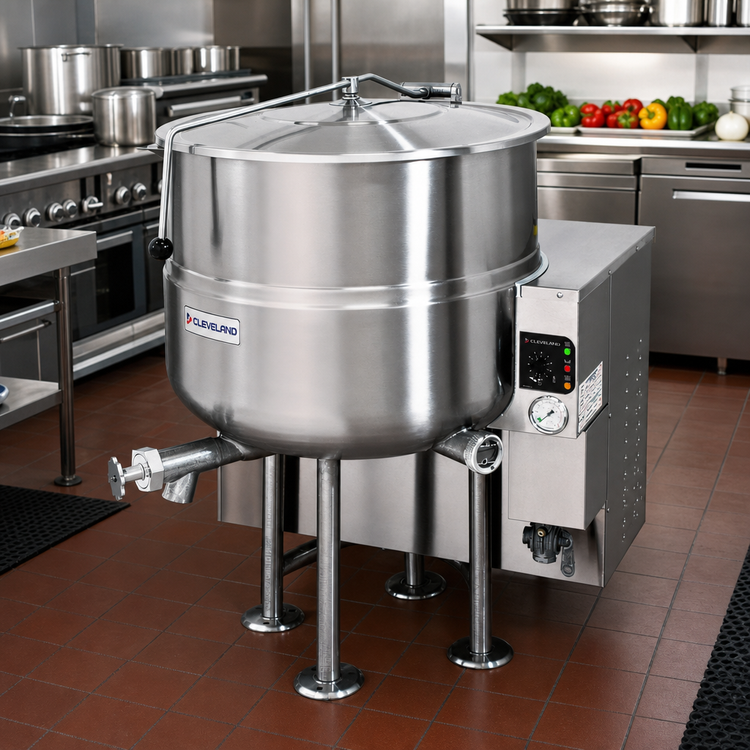 Product image #2 for Cleveland Range KGL-100 100-Gallon Gas-Fired Stationary 2/3 Steam-Jacketed Kettle