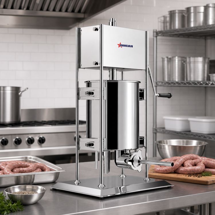 Product image #2 for Omcan 33 lb Manual Vertical Stainless Steel Sausage Stuffer with Gear Drive