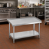 Thumbnail image #2 for Advance Tabco 24-Inch x 24-Inch Open Base Equipment Stand with 304 Stainless Steel Top and Galvanized Undershelf