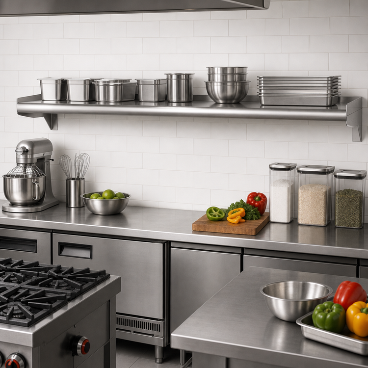 Product image #2 for Eagle 120-Inch x 12-Inch Wall-Mounted Stainless Steel Shelf, 14 Gauge 304