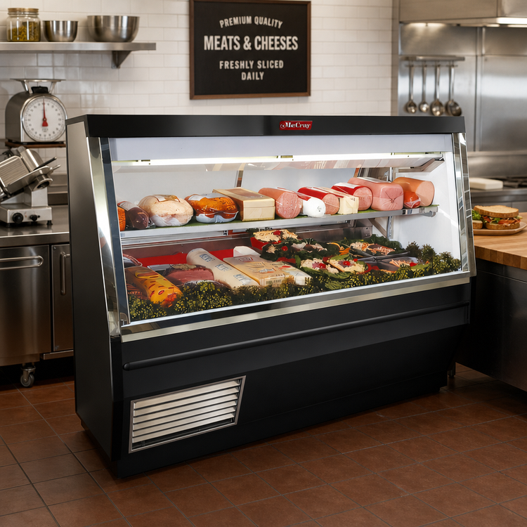 Product image #2 for Howard-McCray 34N Series 48-Inch Remote Deli Meat & Cheese Service Case with LED Lighting, Black Exterior, Straight Glass