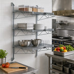 Thumbnail image #2 for Quantum WC54-CB1236GY 3-Shelf Wall-Mounted Cantilever Wire Shelving Starter Unit, Gray Antimicrobial Epoxy Finish