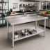 Thumbnail image #2 for John Boos Stallion Economy Stainless Steel Work Table with 5-Inch Backsplash and Adjustable Undershelf, 60 x 30 Inches