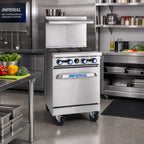 Thumbnail image #2 for Imperial (Middleby) Pro Series IR-4-SU 24-Inch Gas Restaurant Range, 4 Burners, Space Saver Oven, Stainless Steel, Standing Pilot