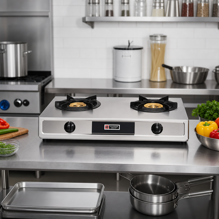 Product image #2 for Thunder Group Countertop Propane Double Burner Hot Plate