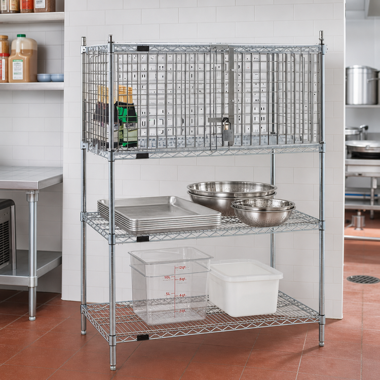 Product image #2 for Eagle Group 36"W x 21"D Chrome Security Enclosure Kit with Hinged Doors for Wire Shelving