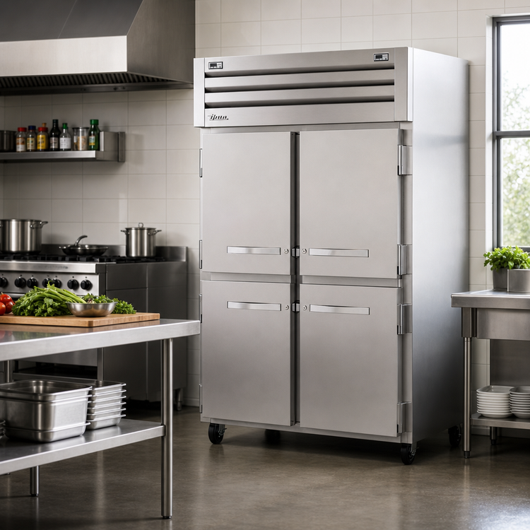 Product image #2 for True Spec Series Standard-Depth Dual-Temperature Two-Section Reach-In Refrigerator/Freezer with 4 Half Doors