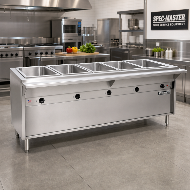 Product image #2 for Spec-Master HT6CB-240 Six Well Electric Hot Food Table with Enclosed Base