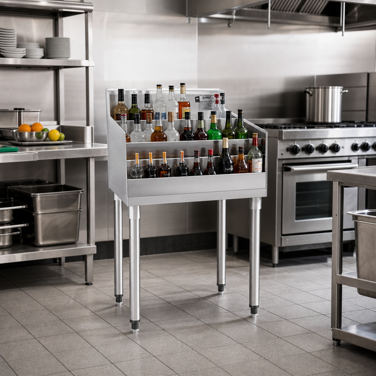 Product image #2 for Eagle Group 1800 Series Freestanding 4-Step Liquor Bottle Display Unit, 24 Inch Wide