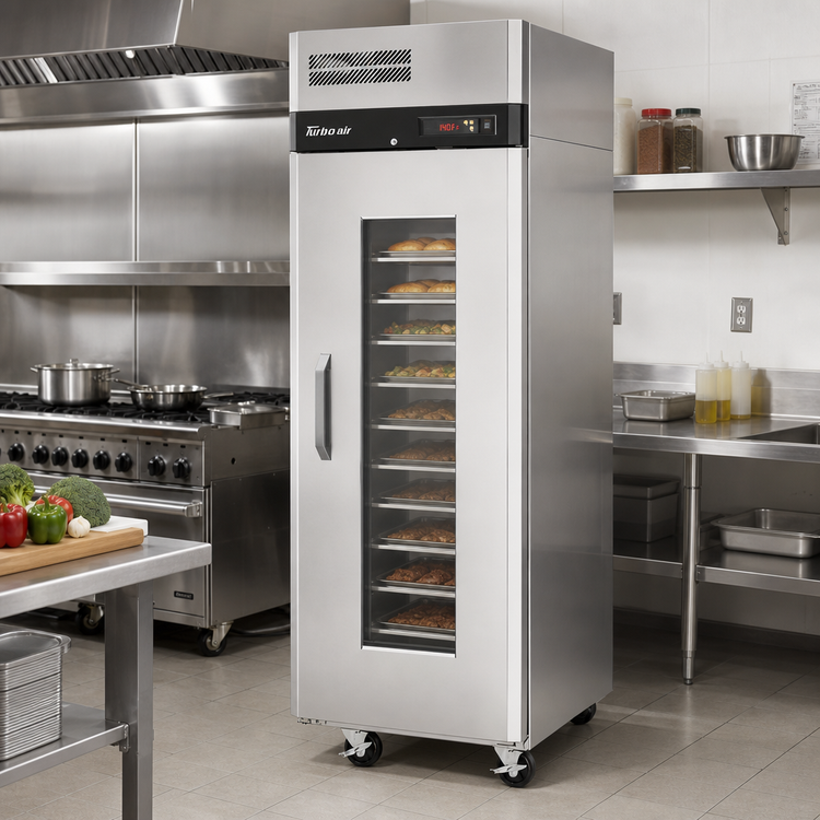 Product image #2 for Turbo Air M3 Series Reach-In Glass Door Heated Holding Cabinet with Universal Tray Slides, 1 Section, 22.7 Cu. Ft., Left-Hinged