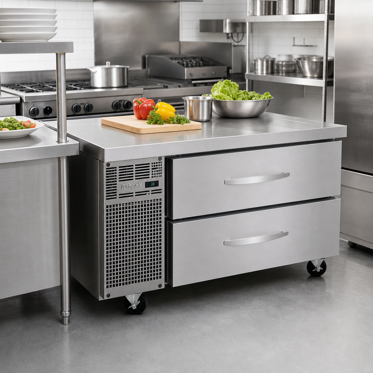 Product image #2 for Turbo Air PRO Series 48-Inch Refrigerated Chef Base with Flat Top and 2 Drawers