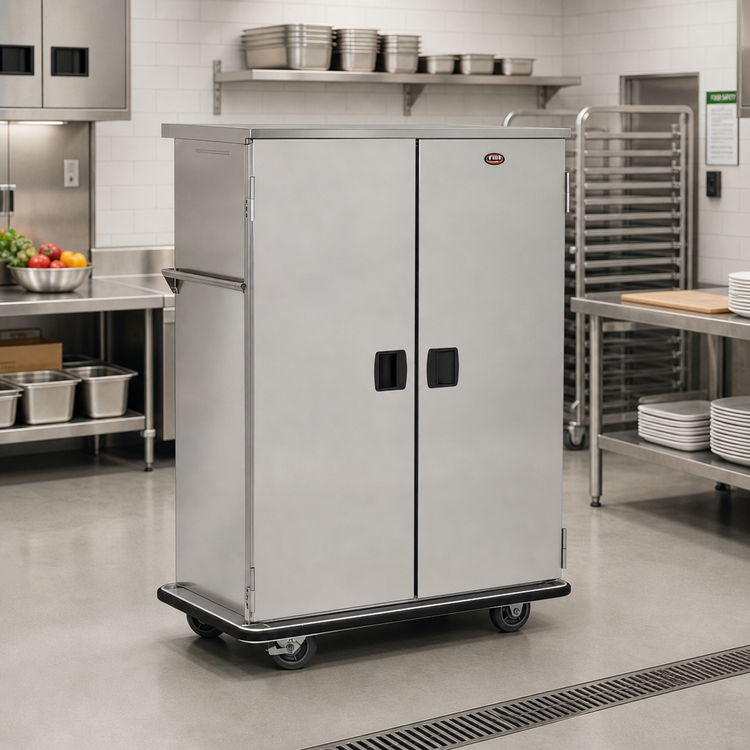 Product image #3 for FWE 2-Section Mobile Non-Insulated Patient Tray Cart, 20-Tray Capacity, Stainless Steel