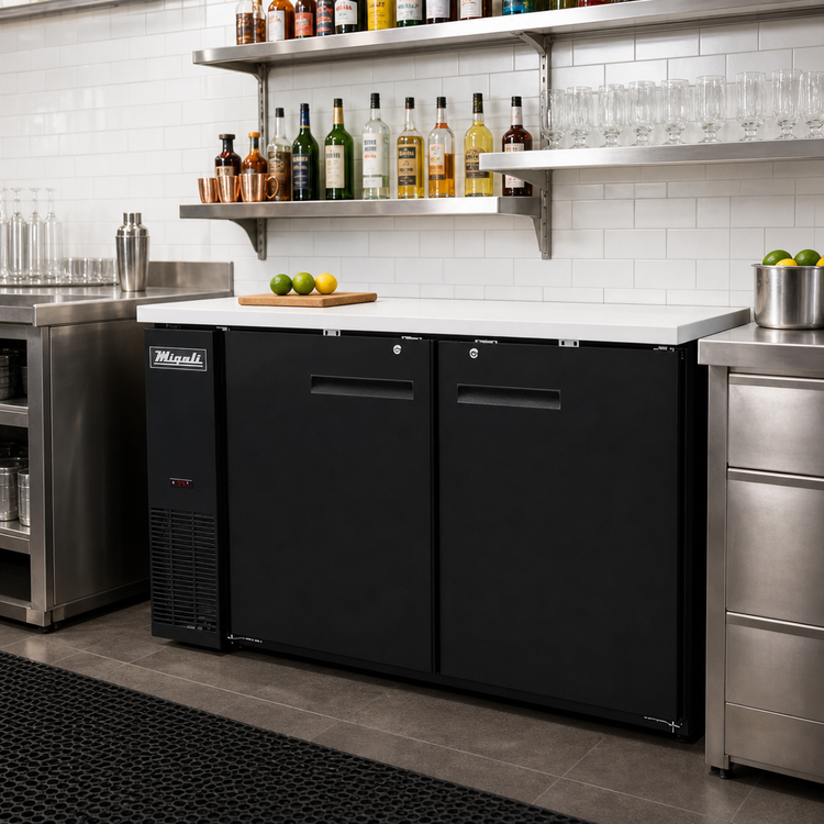 Product image #2 for Migali Competitor Series 60-Inch Two-Section Solid Door Back Bar Refrigerator