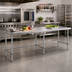 Thumbnail image #2 for Sapphire 108-Inch x 24-Inch 18-Gauge 430 Stainless Steel Flat Top Work Table with Open Base and Galvanized Legs