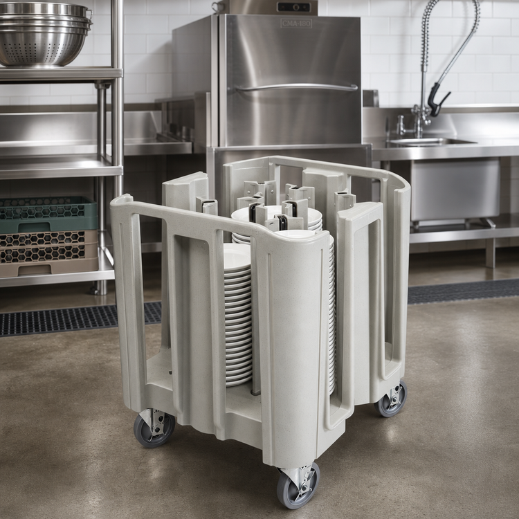 Product image #3 for Cambro S-Series Compact Adjustable 8-Tower Dish Caddy Dolly, Speckled Gray
