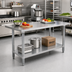 Thumbnail image #2 for Omcan Standard Series 72-Inch x 30-Inch Flat Top Stainless Steel Commercial Work Table with Galvanized Undershelf