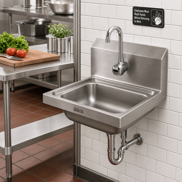 Product image #2 for John Boos Pro-Bowl Wall-Mounted Stainless Steel Hand Sink with Electronic Eye Faucet