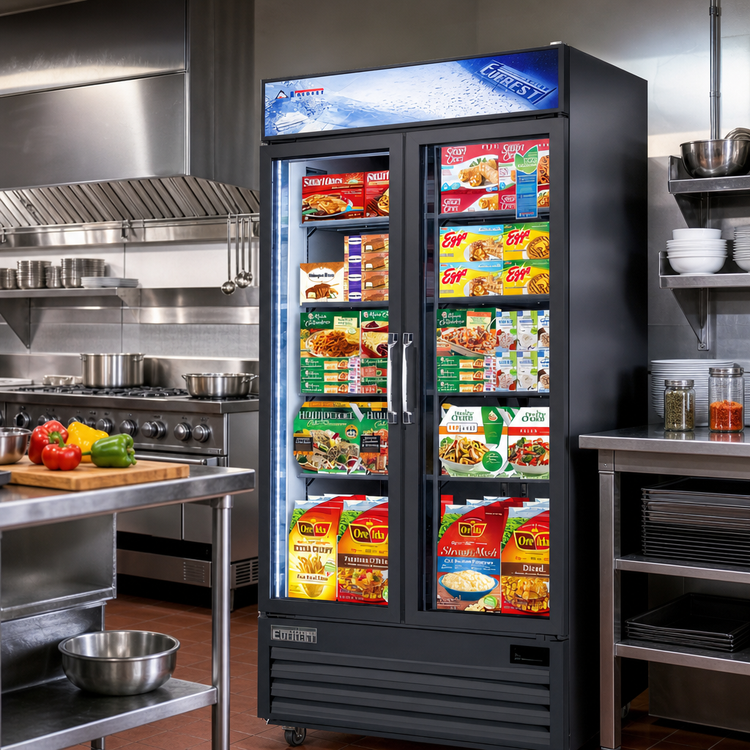 Product image #2 for Everest Refrigeration EMGF36B Two-Section Glass Door Merchandiser Freezer, 36 Cu. Ft., 41-Inch Wide, Bottom-Mounted Self-Contained