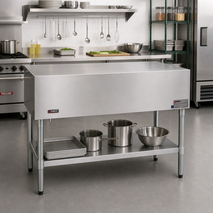 Product image #2 for Eagle Group SST-4 Stainless Steel Utility Serving Counter with Open Base, 63-1/2 Inch x 22-1/2 Inch
