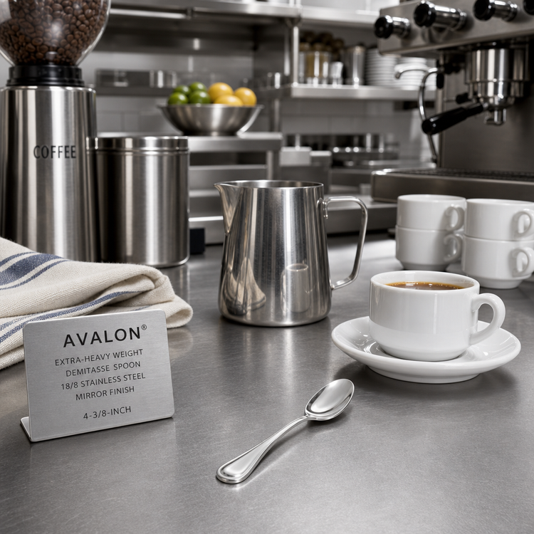 Product image #2 for Avalon Extra-Heavy Weight Demitasse Spoon, 4-3/8-Inch, 18/8 Stainless Steel, Mirror Finish