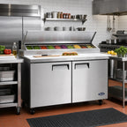 Thumbnail image #2 for Atosa MSF8307GR-NTCV Two-Section Mega Top Sandwich/Salad Prep Table Refrigerator, 24-Pan, 60-1/5-Inch Wide