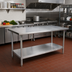 Thumbnail image #2 for John Boos Stallion 108-Inch x 36-Inch 14-Gauge 300-Series Stainless Steel Work Table with Stallion Edge and Adjustable Undershelf