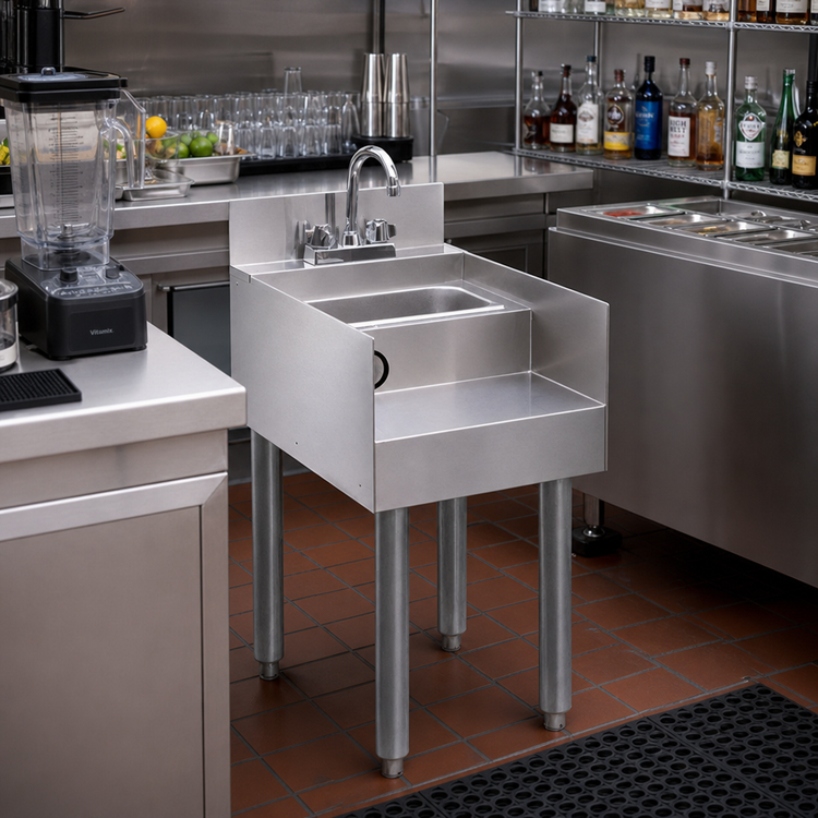 Product image #2 for Advance Tabco Special Value Series 12-Inch Stainless Steel Underbar Blender Station with Dump Sink