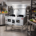 Thumbnail image #2 for Omcan USA Natural Gas Two-Chamber Wok Range with 13-Inch and 16-Inch Rings, Backsplash, Faucet, and Water-Cooled Top