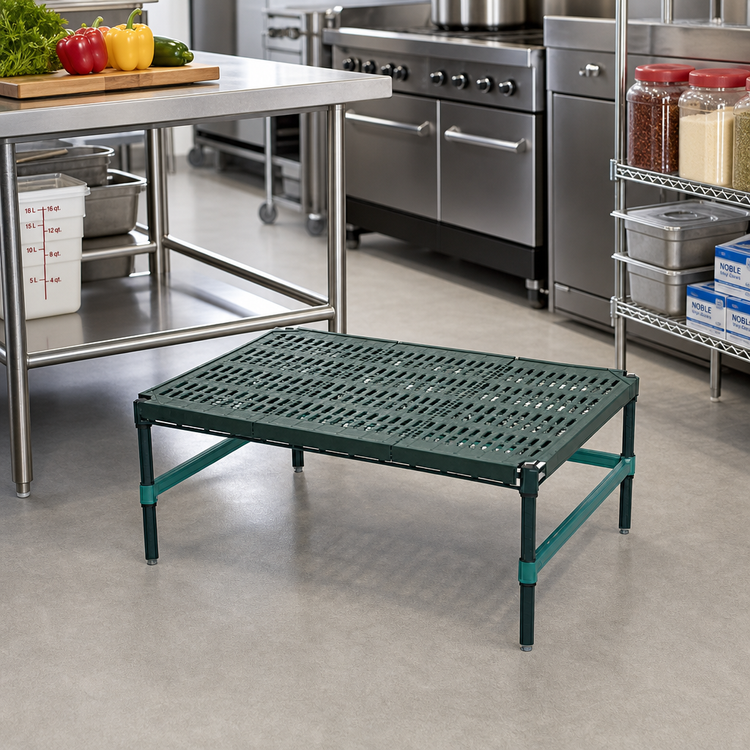 Product image #2 for QuadPlus 36 x 24-Inch Stationary Dunnage Rack with Louvered Polypropylene Mat