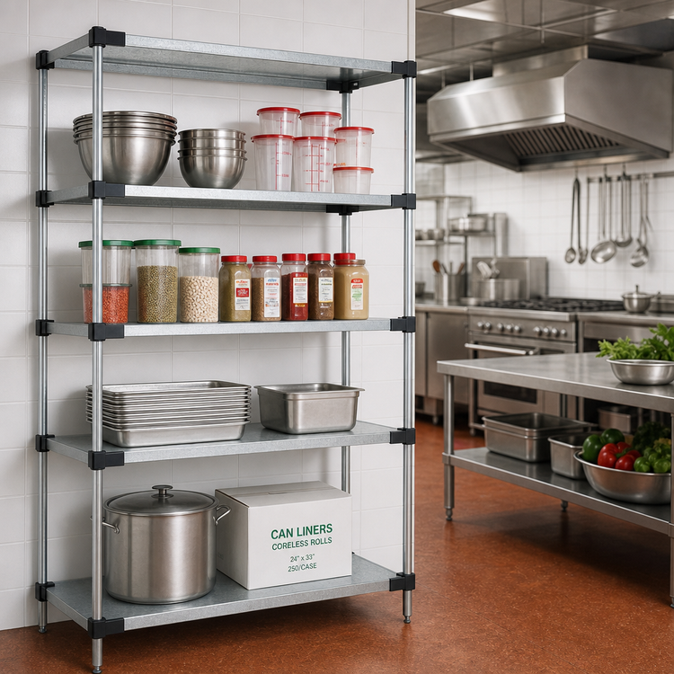 Product image #2 for Quantum Solid Shelving Starter Kit with 4 Solid Shelves, Stationary Commercial Storage Rack, 54 Inch Wide x 12 Inch Deep x 86 Inch High