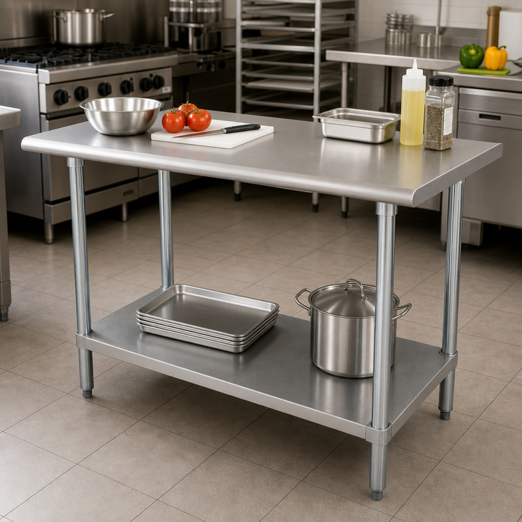 Product image #2 for Advance Tabco Special Value Series 48-Inch x 36-Inch Stainless Steel Flat Top Work Table with Undershelf