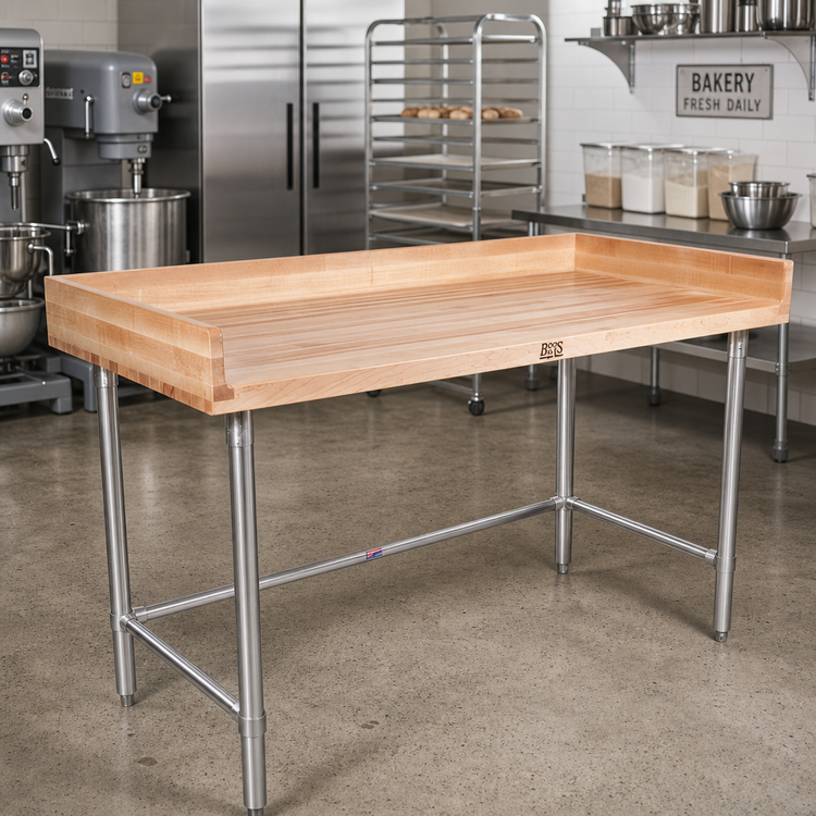 Product image #2 for John Boos 72 in. x 30 in. Baker's Top Wood Work Table with Stainless Steel Legs