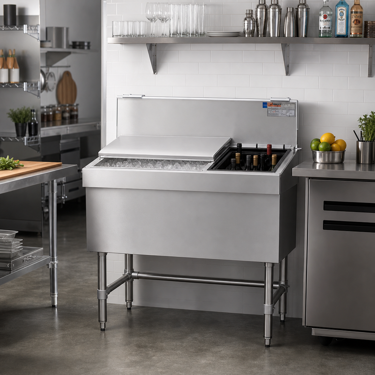 Product image #2 for Eagle Group Spec-Bar 48 Inch x 24 Inch Insulated Combo Ice Bin/Bottle Unit, 85 lb Capacity