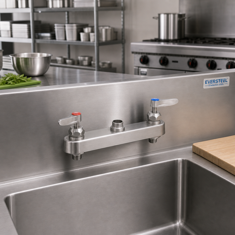 Product image #2 for EverSteel Stainless Steel 8-Inch Centers Deck Mount Workboard Mixing Faucet with Swivel Outlet, Less Nozzle
