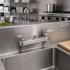 Thumbnail image #2 for T&S Brass EverSteel S-1120-CR-LN Stainless Steel 8-Inch Deck-Mount Workboard Mixing Faucet, Swivel Outlet Less Nozzle, Compression Valves