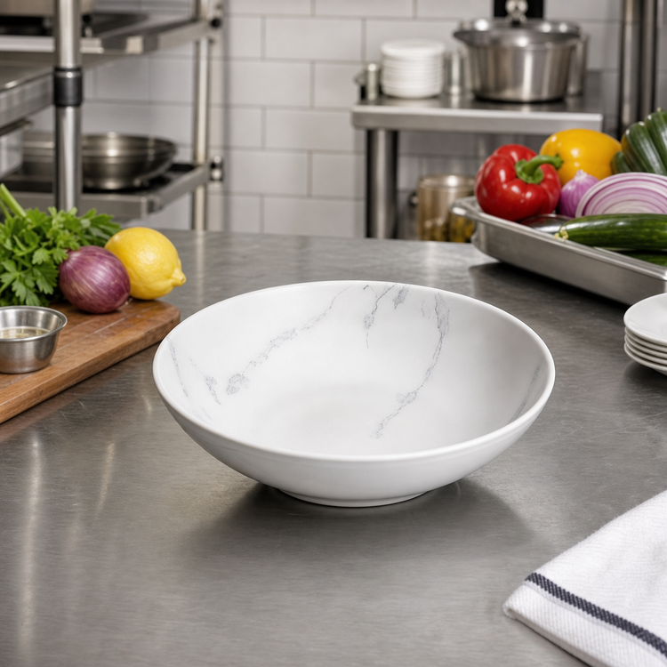 Product image #3 for American Metalcraft Mix & Matte 16 oz Round Melamine Bowl, Matte Marble