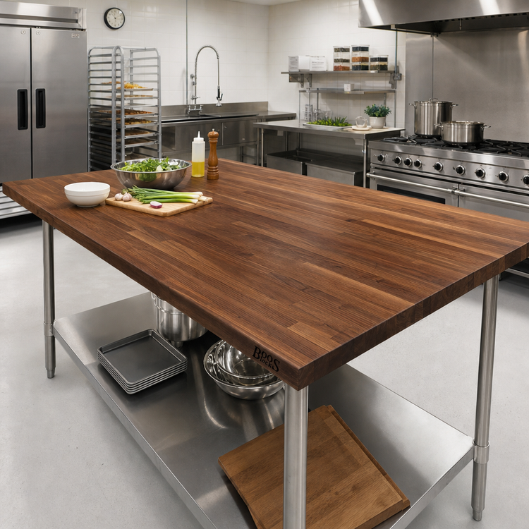 Product image #2 for Boos Block American Black Walnut Kitchen Countertop, Blended Rails Edge Grain, 144 x 42 x 1-1/2 Inches, Varnique Finish