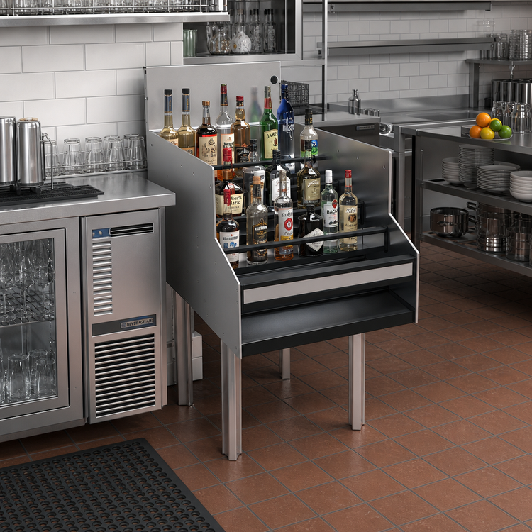 Product image #2 for Glastender Free-Standing Stainless Steel Underbar Liquor Steps, 18 Inch Wide x 29 Inch Deep, 5-Level